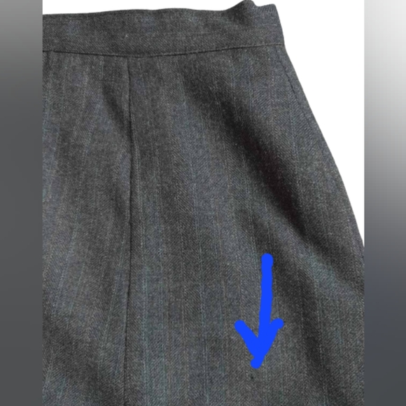 Vintage A-line midi skirt hand made grey very high waist wool back slit size 10 - Picture 8 of 13